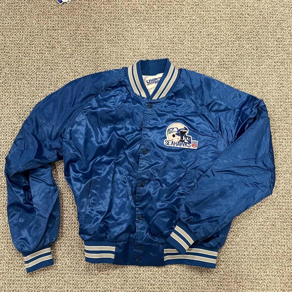 Vintage Chalk Line Seattle Seahawks Satin Jacket Men’s L Embroidered NFL  1980s.